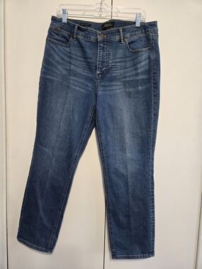 Talbots Petite Straight Leg Jeans Size 14P Medium Wash Stretch Classic Denim